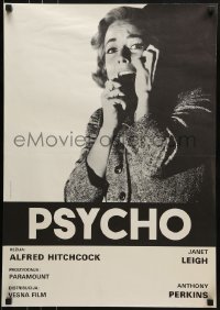 2y147 PSYCHO Yugoslavian 19x27 R1980s Alfred Hitchcock, great close up of Vera Miles screaming!