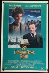 2z858 84 CHARING CROSS ROAD 27x41 video poster 1987 Anthony Hopkins & Anne Bancroft, Twin Towers!