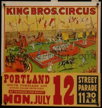2z026 KING BROS CIRCUS 21x28 circus poster 1950s great artwork of circus acts!