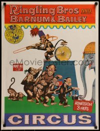 2z543 RINGLING BROS & BARNUM & BAILEY 21x27 commercial poster 1980s The Greatest Show On Earth, Wood!
