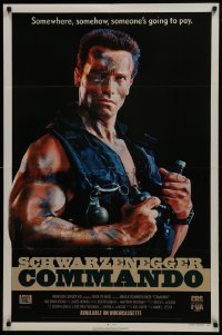 2z875 COMMANDO 27x41 video poster 1985 Arnold Schwarzenegger is going to make someone pay!