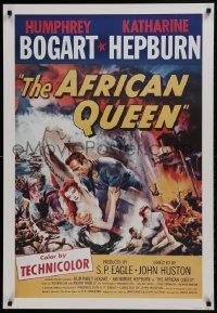 2z401 AFRICAN QUEEN 26x38 commercial poster 1980s Humphrey Bogart & Katharine Hepburn!