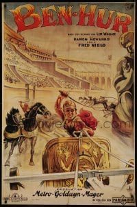 2z410 BEN-HUR 31x47 German commercial poster 1989 Ramon Novarro and riding in chariot race!