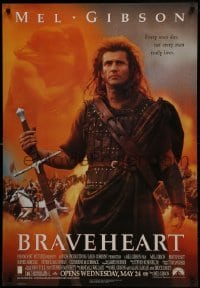 2z413 BRAVEHEART 27x39 Dutch commercial poster 1996 Mel Gibson as William Wallace!