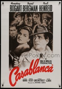 2z420 CASABLANCA 26x38 commercial poster 1980s Humphrey Bogart, Ingrid Bergman, classic!