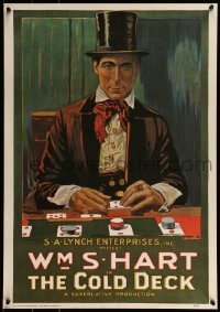 2z430 COLD DECK 20x29 commercial poster 1976 great gambling art of William S. Hart playing faro!