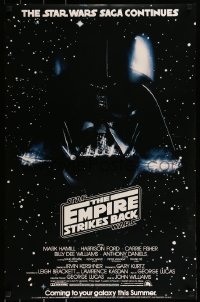 2z451 EMPIRE STRIKES BACK 22x34 commercial poster 1983 Darth Vader helmet in space from teaser!