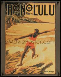 2z474 HONOLULU 16x20 commercial poster 1990s great surfing art, Pacific Nostalgia!