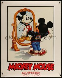 2z511 MICKEY MOUSE 60TH ANNIVERSARY 22x28 commercial poster 1988 Disney, he's looking in mirror!