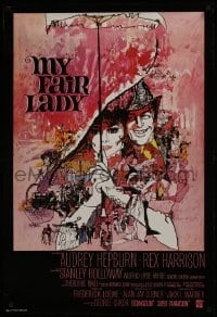 2z516 MY FAIR LADY 24x36 commercial poster 1970s art of Audrey Hepburn & Rex Harrison by Bob Peak!