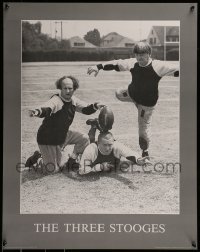 2z574 THREE STOOGES 22x28 commercial poster 1988 Moe, Larry & Curly playing football!