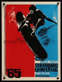 2z580 UNITED STATES SURFBOARD CHAMPIONSHIPS 14x16 English commercial poster 1980s Earl Newman art!