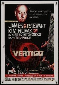 2z581 VERTIGO 26x38 commercial poster 1990s Alfred Hitchcock classic, James Stewart, Novak!