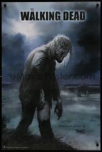 2z584 WALKING DEAD 24x36 commercial poster 2012 Season 3, zombie walking in front of the prison!