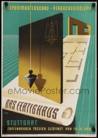 2z125 DAS FERTIGHAUS German 17x23 1947 OMGUS, cool artwork of prefab housing blueprint!