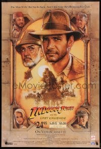 2z885 INDIANA JONES & THE LAST CRUSADE 27x42 video poster 1989 Ford/Connery by Drew Struzan!