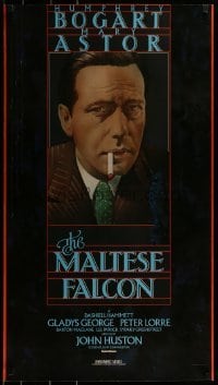2z889 MALTESE FALCON 20x36 video poster R1981 great close-up art of smoking Bogart by Laslo!