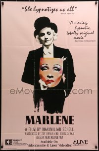 2z890 MARLENE 26x40 video poster 1987 Maximilian Schell's Dietrich biography, art by Vollbrach!