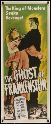 2z984 GHOST OF FRANKENSTEIN 17x41 REPRO poster 1980s monster Lon Chaney Jr. carrying Evelyn Ankers!