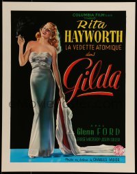 2z985 GILDA 15x20 REPRO poster 1990s sexy smoking Rita Hayworth full-length in sheath dress