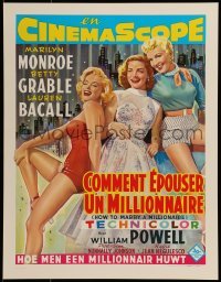 2z990 HOW TO MARRY A MILLIONAIRE 15x20 REPRO poster 1990s Marilyn Monroe, Grable & Bacall!