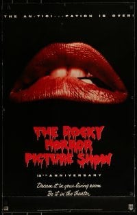 2z898 ROCKY HORROR PICTURE SHOW 24x38 video poster R1990 lips, the an-tici----pation is over!