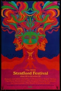 2z034 1968 STRATFORD FESTIVAL 19x29 Canadian stage poster 1968 art of multi-faced person by Carlos