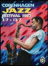 2z250 COPENHAGEN JAZZ FESTIVAL 1987 25x34 Danish music poster 1987 saxophone player by Lerfeldt!