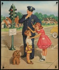 2z646 EDWARD D'ANCONA 22x26 special poster 1950s girl, policeman and puppy, Light Explanation!
