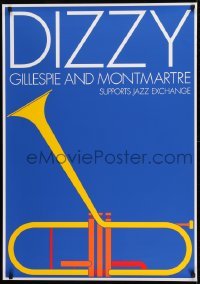2z255 DIZZY GILLESPIE & MONTMARTRE 28x39 Danish music poster 1970s bent trumpet by Charles Arnoldi!