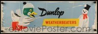 2z129 DUNLOP TYRES 10x30 English advertising poster 1957 art of duck throwing snowball!