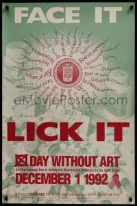 2z671 FACE IT LICK IT DAY WITHOUT ART 23x35 special poster 1992 international HIV/AIDS awareness!