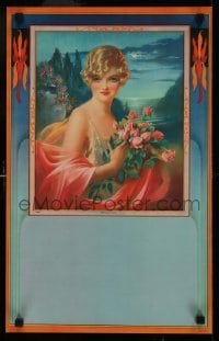 2z684 GENE PRESSLER 14x22 special poster 1920s art of pretty woman holding flowers, Moonlight Charm!