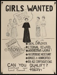 2z687 GIRLS WANTED 18x23 special poster 1940s art of five women, can you qualify to become a nun?