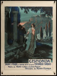 2z039 GISMONDA 27x36 French stage poster 1919 Albert Carre, artwork by Georges Rochegrosse!