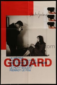 2z114 GODARD 2-sided 16x24 French film festival poster 1990s A Bout de Souffle, Le Mepris!
