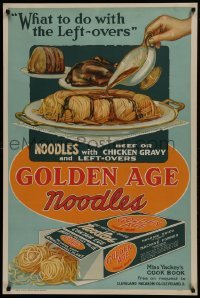 2z134 GOLDEN AGE NOODLES 28x42 advertising poster 1935 noodles, beef chicken and left overs!