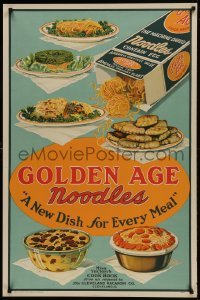 2z133 GOLDEN AGE NOODLES 28x42 advertising poster 1935 many dishes, a new dish for every meal!
