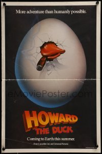2z946 HOWARD THE DUCK teaser mini poster 1986 George Lucas, hatching egg with cigar in mouth!