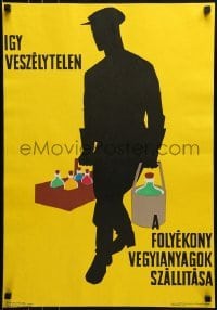2z699 IGY VESZELYTELEN A FOLYEKONY VEGYIANYAGOK SZALLITASA 18x26 Hungarian poster 1964 nice!