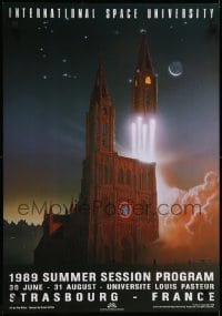 2z721 INTERNATIONAL SPACE UNIVERSITY 18x26 French special poster 1989 ISU, France, cool artwork!