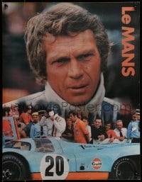 2z734 LE MANS 17x22 special poster 1971 Gulf Oil, race car driver Steve McQueen, orange title design!