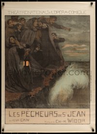 2z045 LES PECHEURS DE ST JEAN 26x36 French stage poster 1906 striking art by Fernand-Louis Gottlob!