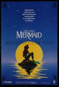 2z741 LITTLE MERMAID 18x26 special poster 1989 Ariel in moonlight, Disney underwater cartoon!