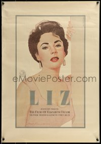 2z117 LIZ: THE FILMS OF ELIZABETH TAYLOR 20x28 film festival poster 1985 Davis art of the sexy actress!
