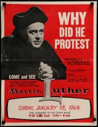 2z751 MARTIN LUTHER 17x22 special poster R1964 Irving Pichel, rebel against Catholic church!