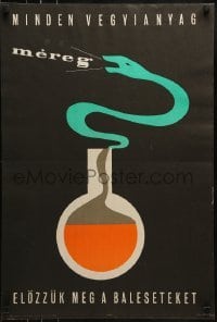 2z754 MINDEN VEGYIANYAG MEREG 18x27 Hungarian special poster 1960s snake out of beaker by Medgyes!