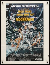 2z757 MOONRAKER special 21x27 1979 art of Roger Moore as Bond & Lois Chiles in space by Goozee!