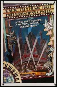 2z048 NEW YORK SUMMER 25x38 stage poster 1979 wonderful Byrd art of Radio City Music Hall!