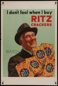 2z152 RITZ CRACKERS 28x42 advertising poster 1930s I don't fool when I buy them, great art!